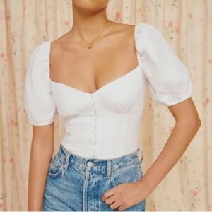 Reformation Rome Linen Top White